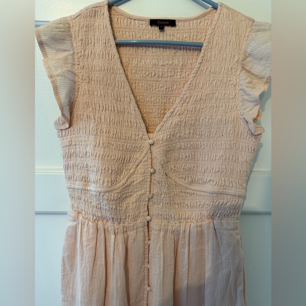 Quince Peach Maxi Dress with Ruffle Sleeves - Picture 3 of 7